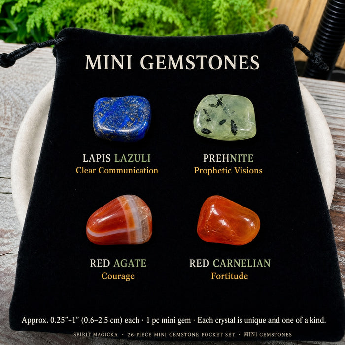 Lapis Lazuli, Prehnite, Red Agate and Red Carnelian mini gemstones