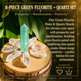 8-Piece Green Fluorite + Quartz Set