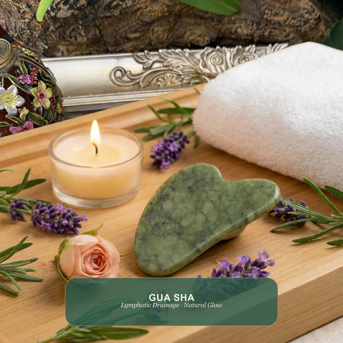 Heart-shaped nephrite jade gua sha tool