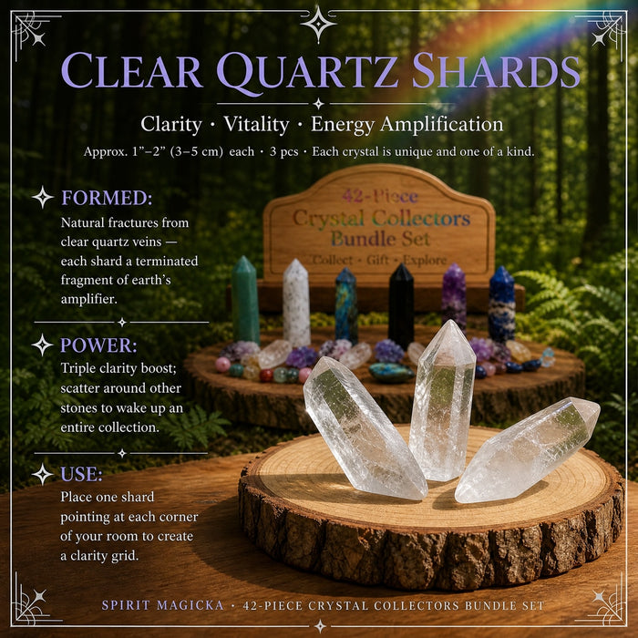Three Clear Quartz shard points