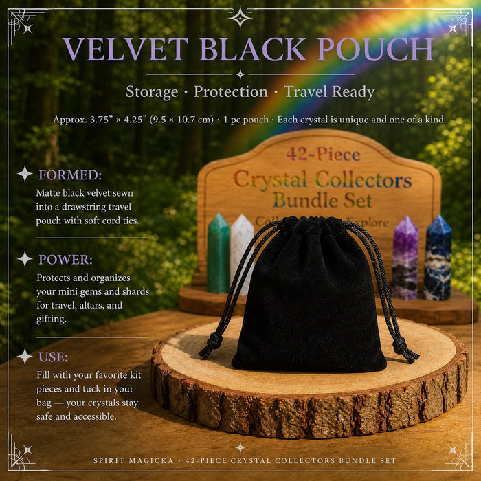 Black velvet drawstring storage pouch