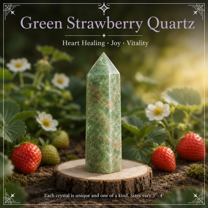 Green Strawberry Quartz crystal point
