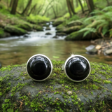 Classic Black Onyx Silver Stud Earrings