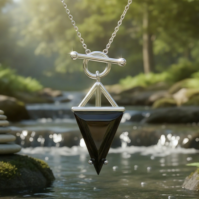 Black Onyx & Silver Guardian Necklace -