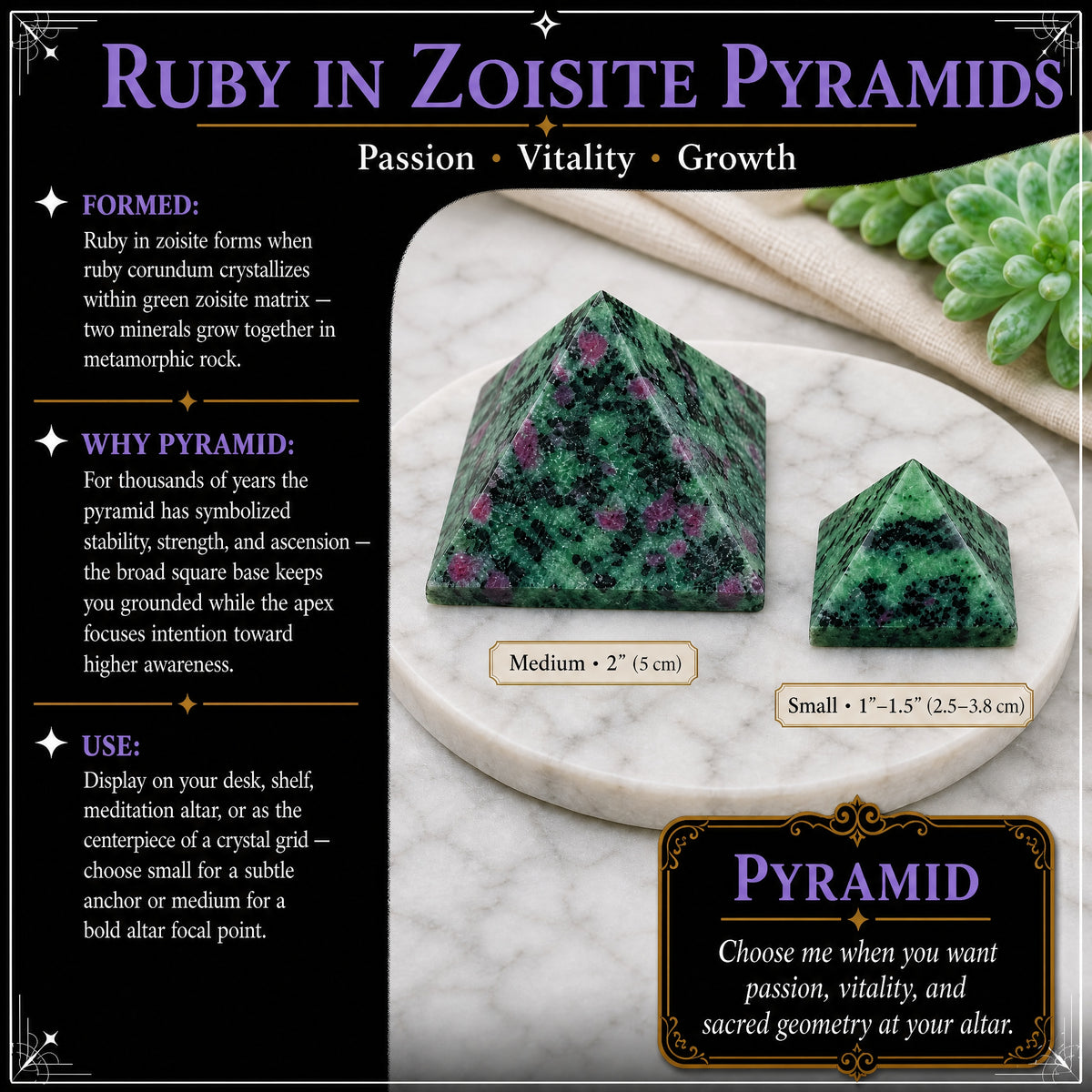 Zoisit Piramidinde Yakut - Medium