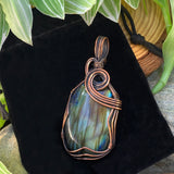 Collier pendentif magique en fil de cuivre labradorite