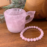 FREE Bracelet! Valentines - Rose Quartz Love Cup & Free Mala Bracelet