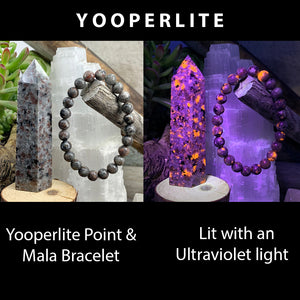 Yooperlite - The Stone that Glows + Mala Bracelet Combo Set