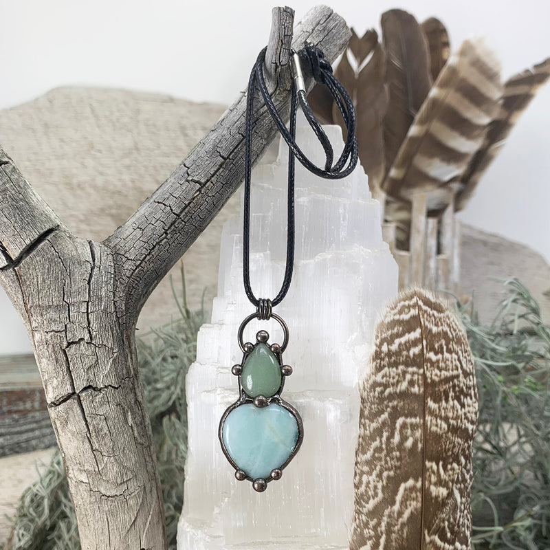 Groene Chalcedoon + Aventurijn Gesoldeerde Hanger