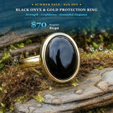 SUMMER 60% OFF SALE Black Onyx & Gold Protection Ring