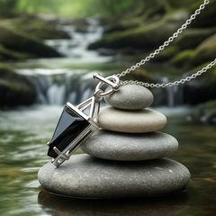 Z ARRON DESIGN Collar con colgante de alambre de cobre con piedra lunar Serenity
