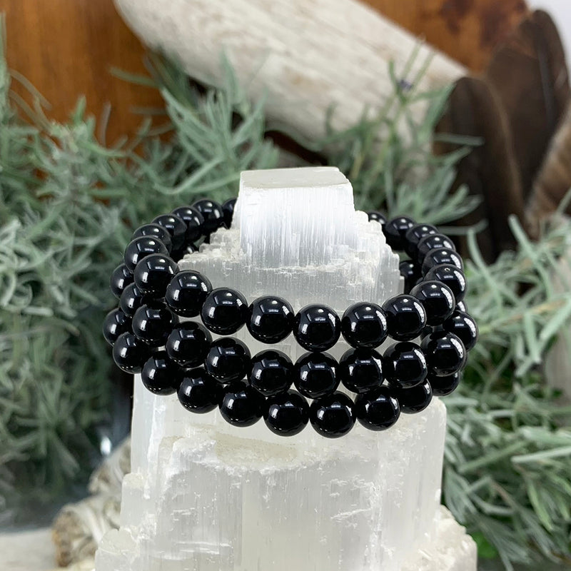 Mala Black Obsidian Bracelet With Velvet Pouch