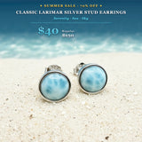SUMMER 70% OFF SALE Classic Larimar Silver Stud Earrings