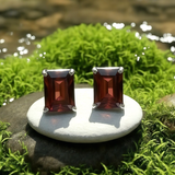 Garnet & Silver "Courage" Stud Earrings