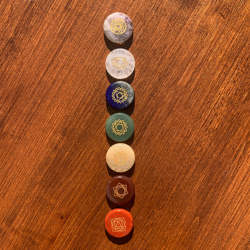 7-Chakra Etched Crystal Stone Set