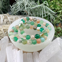 Mala Green Cherry Agate Armbånd med fløjlpose