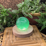 ✨Crystal Mood Light Base + Medium Green Fluorite Sphere — Holiday Glow Edition✨