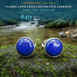 SUMMER 60% OFF SALE Classic Lapis Lazuli Silver Stud Earrings