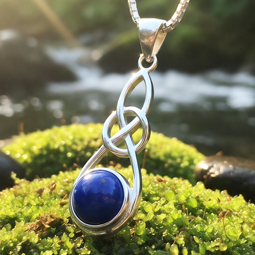Lapis Lazuli Infinity Knot Silver Necklace