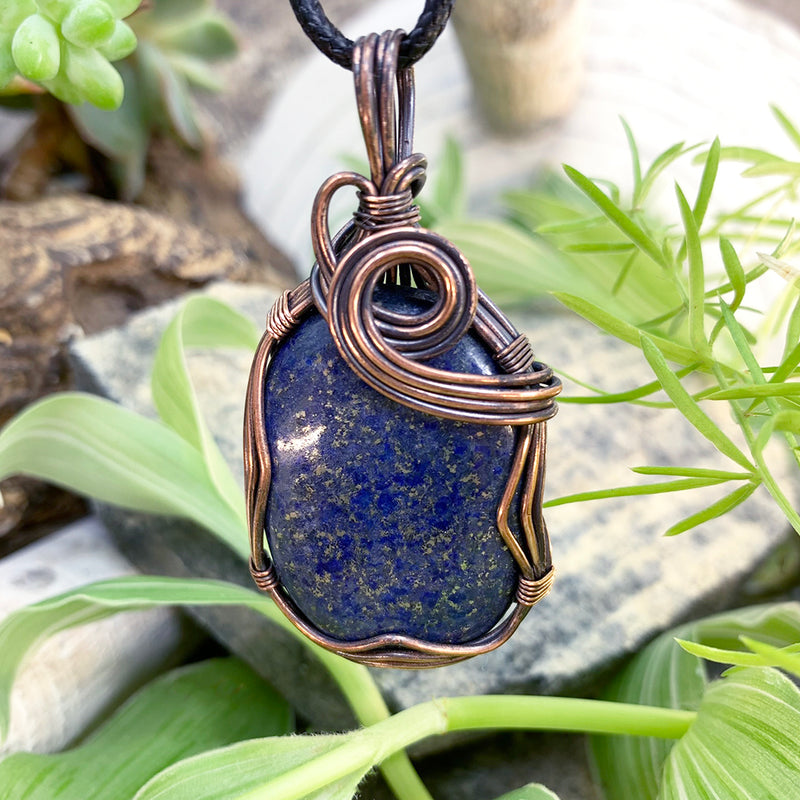 Lapis Lazuli koperdraad hanger ketting