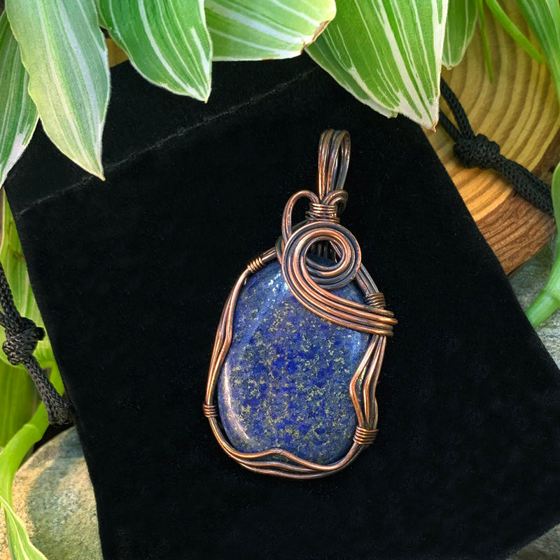 Lapis Lazuli koperdraad hanger ketting