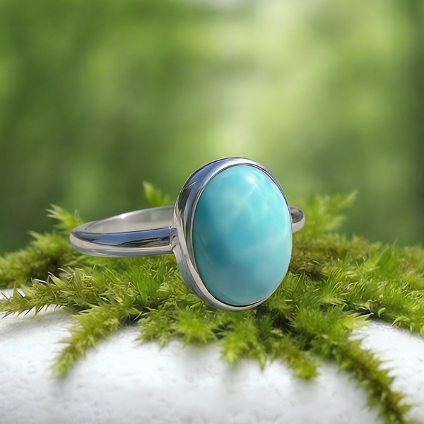 Larimar Classic Oval Silver Ring
