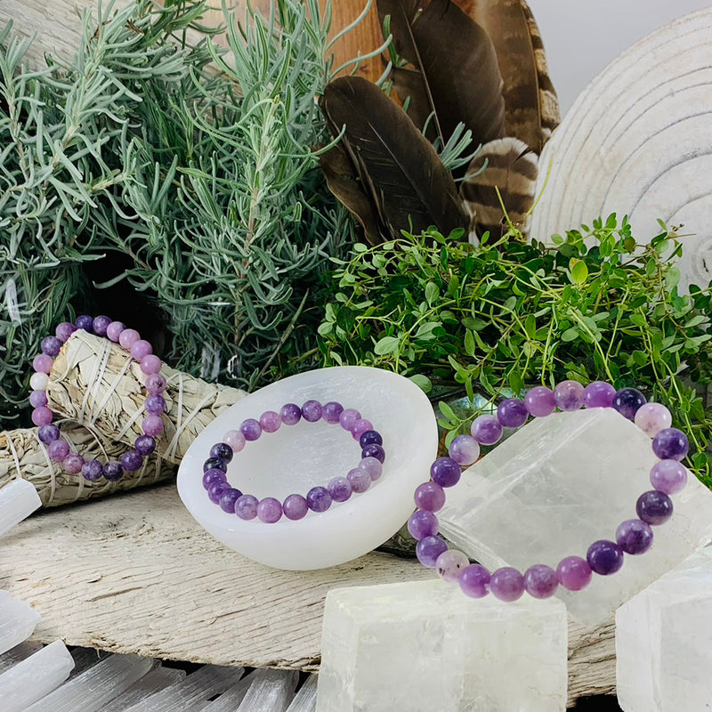 Mala Lepidolite Bracelet With Velvet Pouch