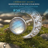 SUMMER 60% OFF SALE Moonstone & Silver Lunar Ring