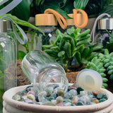 WWW - PRICING - Green Moss Agate Mini Gemstones Pod Crystal Water Bottle - water