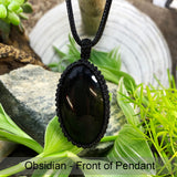 Obsidiaan Macrame hanger ketting