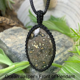 Colar com pingente de macramé Ocean Jasper