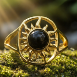 Black Onyx & Gold Solar Power Ring