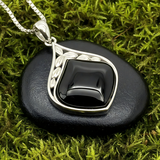 Black Onyx & Silver Teardrop Necklace