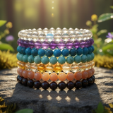 7-delt Mala Bead Armbånd Chakra Sæt (et armbånd til hvert Chakra)