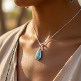 Larimar Teardrop Pendant Necklace