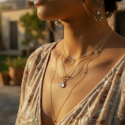 Moonstone & Gold Lunar Lock Necklace