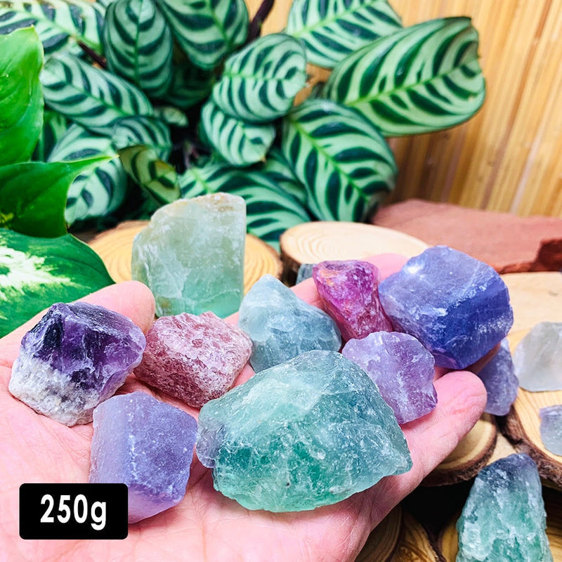 Rough Multicolor Fluorite (250 Gram Lot / 8.8oz Lot (Approx 9 Pieces) - rawstone