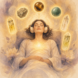 wealth mindset hypnosis hero with crystal collection